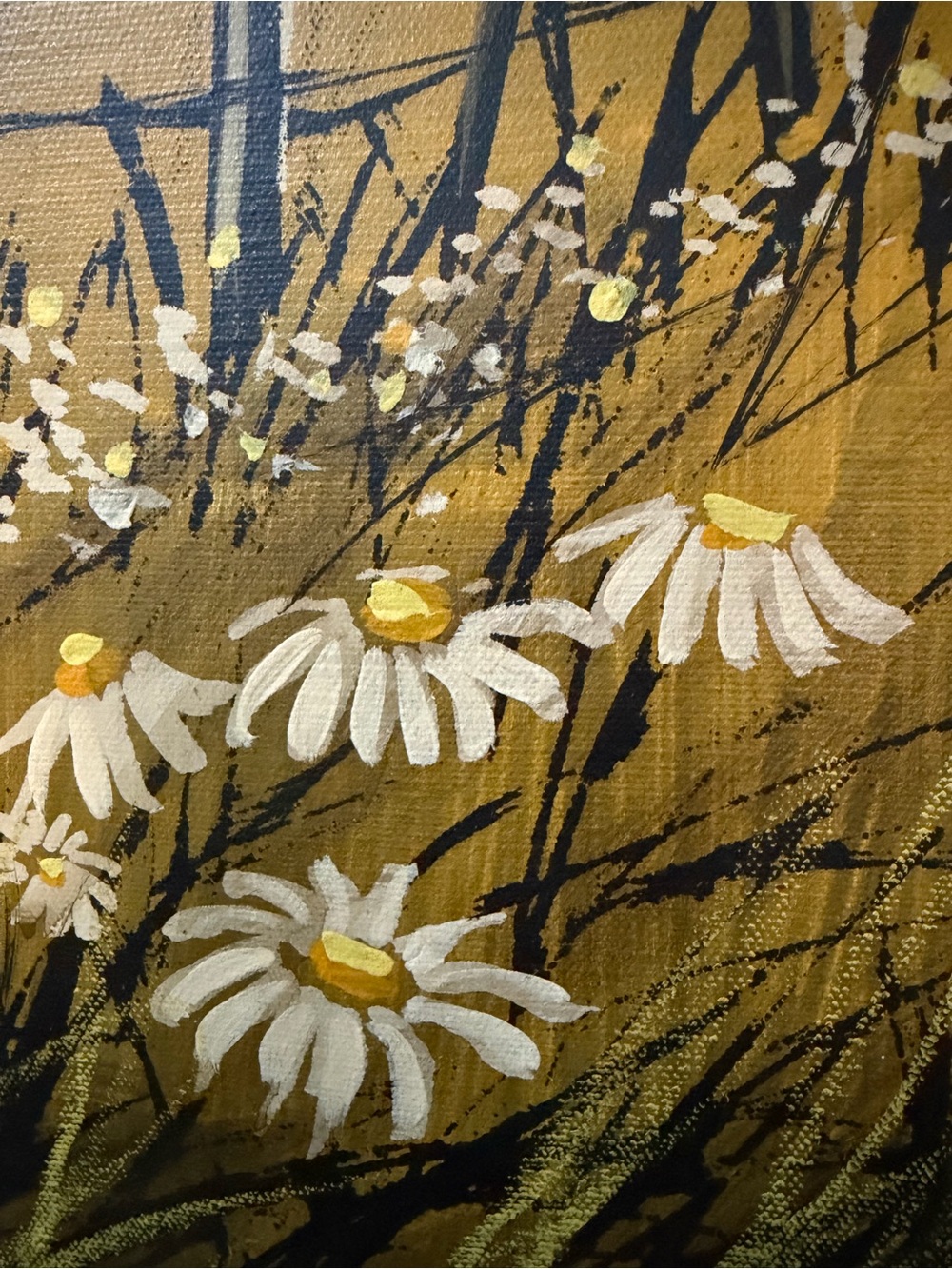 Vintage Painting Robert McCaine Oil Painting on Canvas Daisy Flower Retro Boho - Picture 7 of 12